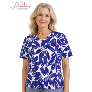 Barbara Lebek blouson shirt 5769 Kobalt ecru print